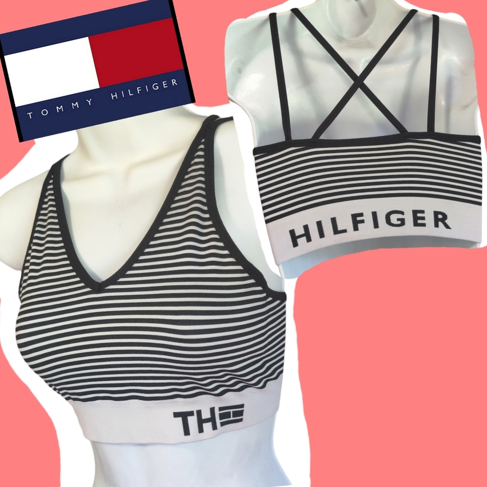 🗺️ Tommy Hilfiger Sports Bra Athletic Athleisure, Criss Cross Straps Size Small